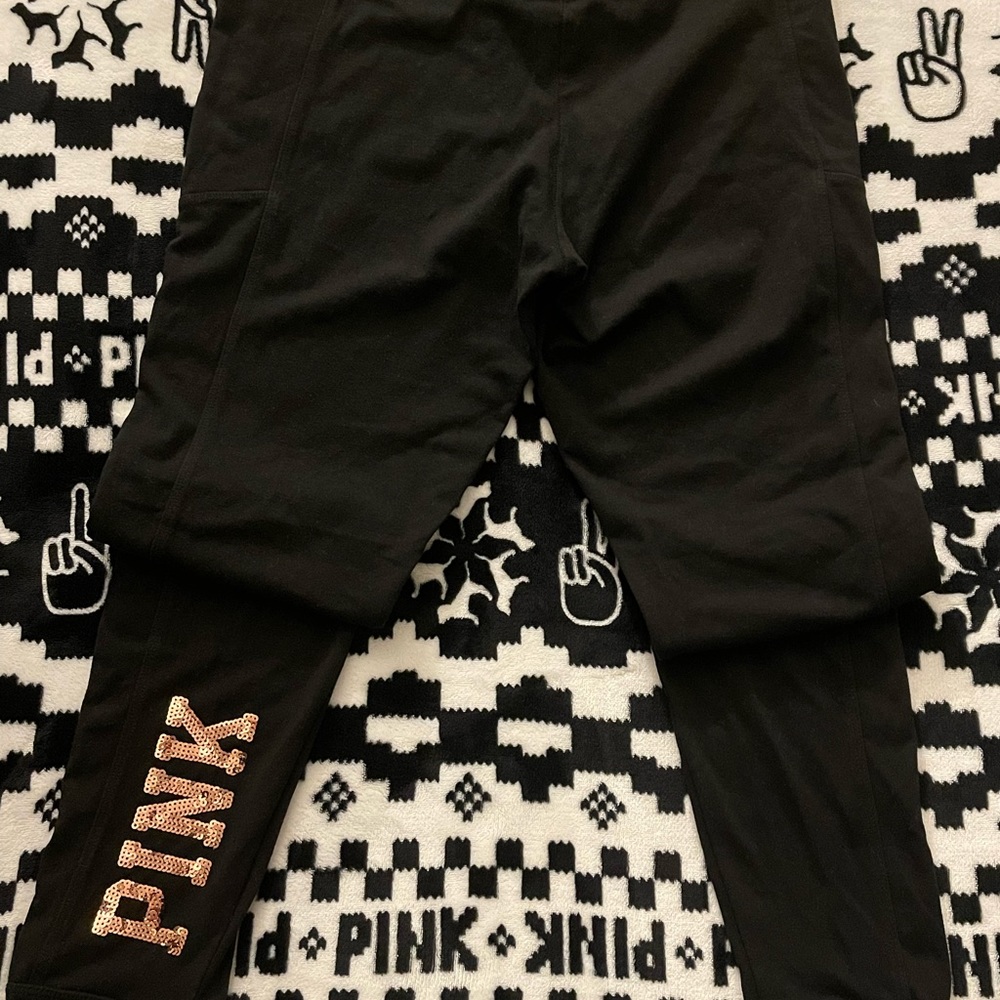 Pink By Vs Leggings W Gold Sequence Detailing!! - image 7